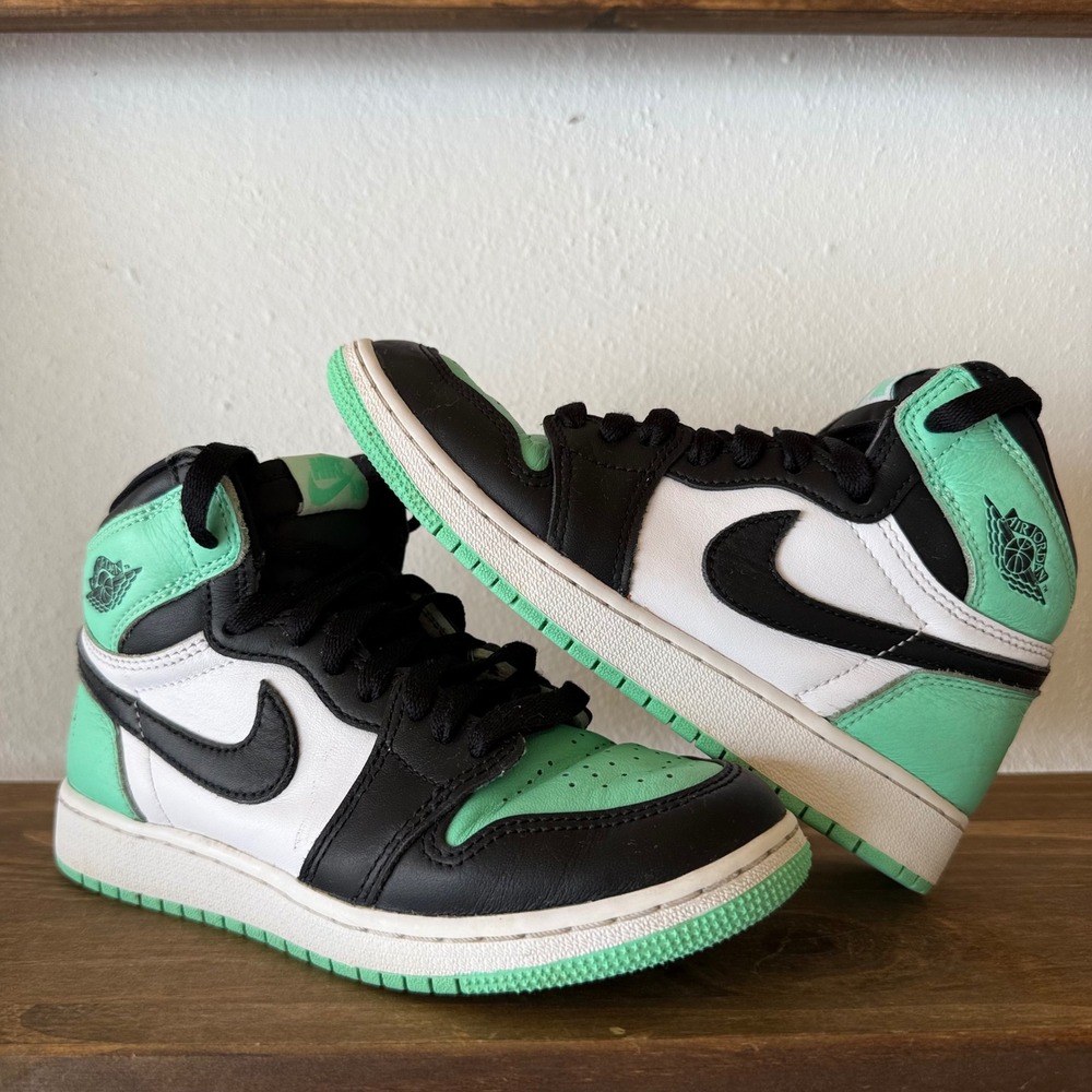 Jordan Kids High-Top Sneakers Black White Mint Green